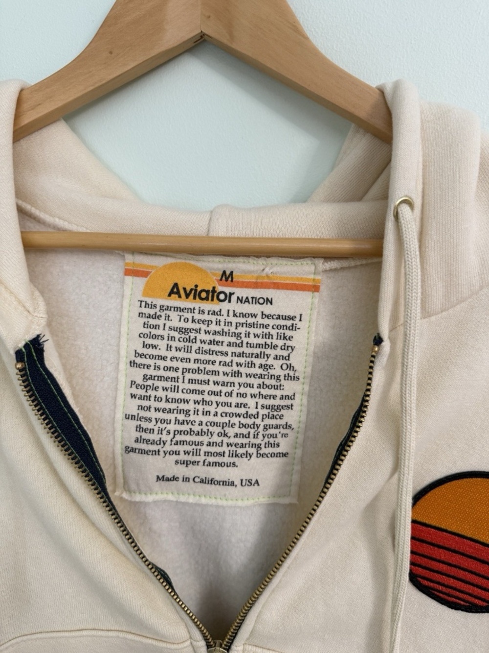 Aviator Nation Sunset Patch Relaxed Cropped Zip Hoodie & Sweatpants Set Medium - Picture 6 of 12